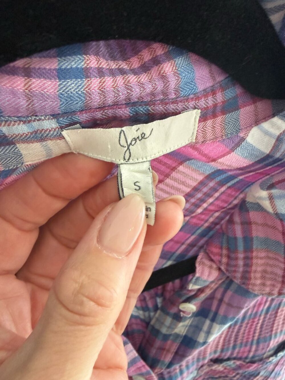 Joie Pink Purple Plaid Blouse